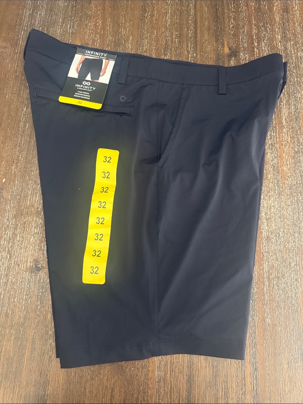 INFINITY Men's Navy Flat Front Performance Shorts size 32